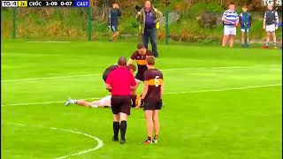 HUGE HIT/BRIAN HURLEY SENDING OFF- CASTLEHAVEN V DR CROKES - 2024 MUNSTER CLUB FOOTBALL CHAMPIONSHIP