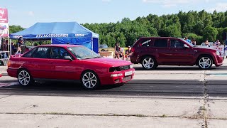 Jeep Grand Cherokee 6.1 Kompressor vs Audi 90 B3 Quattro 4.2T 1/4 mile drag race