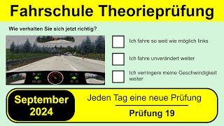 🚘 Führerschein Theorieprüfung Klasse B 🚗 September 2024 - Prüfung 19🎓📚