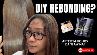 DIY REBONDING TUTORIAL ?  24 hours banlaw na #hair #haircare #hairstyle