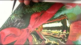 Full Tutorial/Christmas Jingle Bells/Easy Acrylic Painting Tutorial For Beginners Step By Step #394F