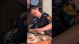 Thai Street Food.The Quick Morning Boxes of Chopped Chickens and Pork. Jae Waen,Mae Sot,Tak