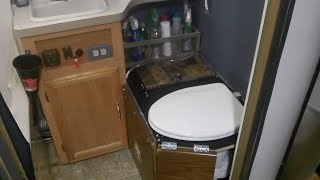 remodeling bath in class a rv installing johnny composting toilet part 11