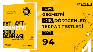 Test 94 | Hız Yayınları TYT-AYT Geometri Soru Bankası Bölüm Tekrar Testleri