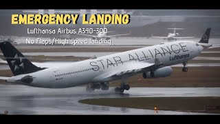 Lufthansa Emergency Landing at Frankfurt Airport/ No flaps |Airbus A340-300|