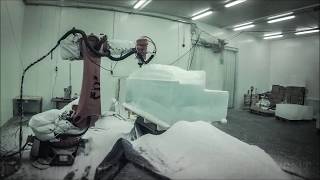 ICE SCULPTING TESLA CAR WITH ROBOT