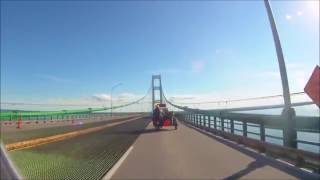 Ural Gear Up crossing Mackinac Bridge