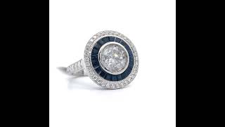 4.75 Carat Diamond & Natural Blue Sapphire Cluster Ring in 18k White Gold