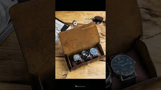 Watch Travel Case Genuine Leather for 3-Watch #watchcase #watch #leather