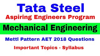 TATA Steel Aspiring Engineers Program Mechanical Engineering Questions | AET 2022 Syllabus Topics