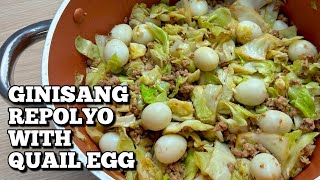 HEALTHY ULAM! GINISANG REPOLYO WITH QUAIL EGGS | HUNGRY MOM COOKING