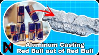 Metal Casting Red Bull Logo out of Cans of Red Bull