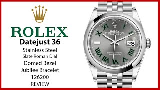 ▶ Rolex Datejust 36 Stainless Steel Slate Roman Dial Domed Bezel Jubilee Bracelet 126200 - REVIEW