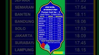 Jadwal Imsakiyah 2024 Puasa Ramadhan Hari Ke 3 #jadwalimsak #jadwalimsakhariini