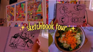 ART Vlog: tour pelo sketchbook 1/2 e romantizando a vida + comidinhas ✨️🎨🫧 (sketchbook tour)