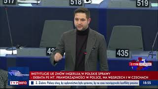 HIT !!! 15 stycznia 2020 Patryk Jaki w PE pokazuje cynizm i obnaża podwójne standardy w UE.