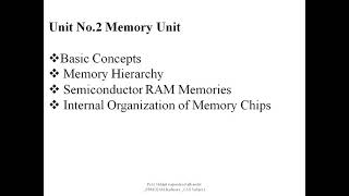 Introduction of Unit No 2 Memory Unit