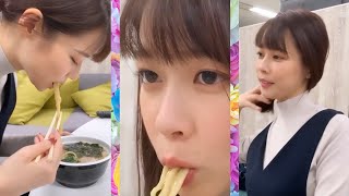 鈴木唯アナがラーメンをすするだけなのに可愛い