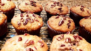 Pecan banana  muffins .