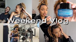 Chill Weekend Vlog | Skincare, Newlywed Life Update, Gym, Nighttime Loc Routine + More