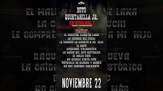 Este ñ noviembre 22 llega Beto Quintanilla Jr. con #EnVivioVol1 #CorridosYHuapangosBélicos 🤠