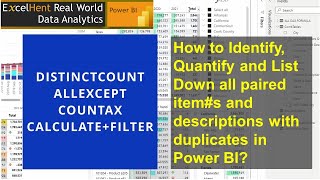 Identify, Quantify & ListDown Dubious Data using DAX All Except, DistinctCount, Calculate + Filter