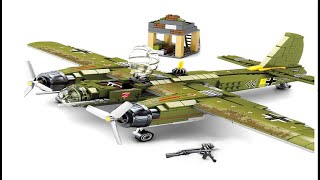 HUIQIBAO 559pcs Military Ju-88 Bombing Plane Building Block WW2 Helicopter Army Weapon