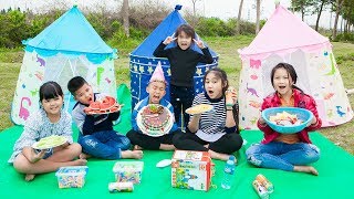 Kids Go To School | Chuns With Best Friends Go On a Picnic Camp In The Park 2