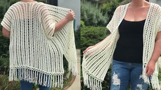 Boho Summer Cardigan ALL SIZES Crochet Tutorial - LEFT HANDED