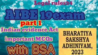 indian evidence Act previous MCQs for AIBE 19exam