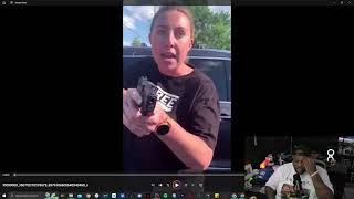 KAREN WITH PISTOL GETS AGGRESSIVE