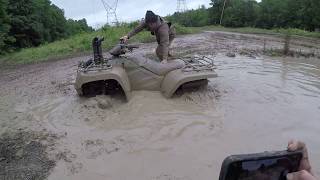 He completely ruined his fourwheeler. Arctic Cat on silverbacks. Mud Daze 2019