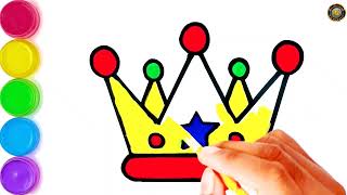 How to draw a crown | Easy drawing king crown drawing step by step || Penting and colourful crown.