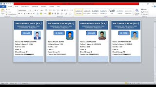 Automatic ID card creation in MS word using MS excel in hindi || Student id card design in MS word