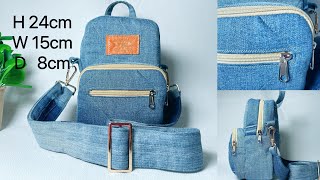 How to sew a crossbody cargo pocket bag#bagsewing #zipperbag #sewingtutorial ##sewing ng