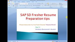 SAP SD Fresher Resume preparation tips