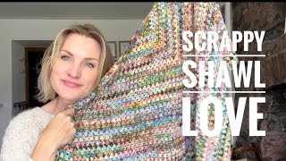 Podcast About a Crochet Scrappy Shawl, Knitted Jumper and Patchwork with Liberty Lawn 🧵 🧶 🐑