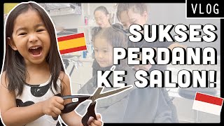 🇮🇩🇪🇸 GUGUP PERTAMA KALINYA SEUMUR-UMUR POTONG RAMBUT DI SALON | FAMILY VLOG INDONESIA - SPANYOL