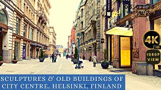 Amazing Architectures & Sculptures in City Centre, Helsinki, Finland 🇫🇮- 4K-HDR Walking Tour (15min)