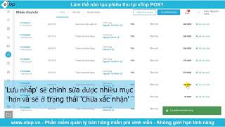 Làm thế nào tạo phiếu thu tại eTop POS?