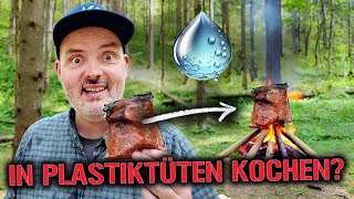 Wasserkochen mit einer MRE Verpackung - Convar Riegel Survival Trick