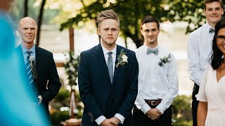 Groom Cries When His Bride Walks Down The Aisle! Hillestad Backyard Covid Wedding | Flom Films