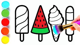 How to draw ice cream for children, toddlers| Preschool educational video | Kids painting house