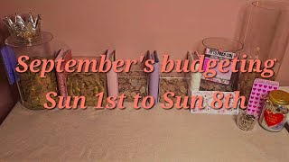 September's budgeting Sun 1st to Sun 8th