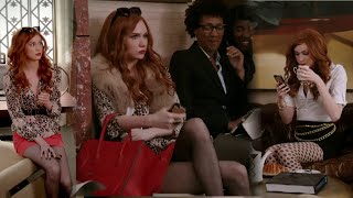 Karen Gillan loves black patterned pantyhose of all kinds.  TV series Selfie  s01e01