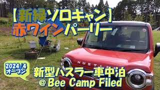 【新緑ソロキャン】赤ワインパーリー 新型ハスラー車中泊@Bee Camp Filed