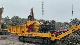 Drum wood chipper HX1400DYK-80 engine powered caterpillar type chipping wood log