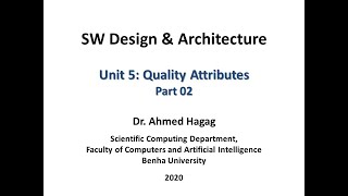 SW Design & Architecture - Unit05 - Part02 تصميم وهيكلة البرمجيات – الفصل الخامس – الجزء الثاني