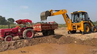 JCB 3DX Going Farm Sand Stone Loading || Mahindra B 275 Di Mahindra 414 DI And Mahindra Yuvo 405