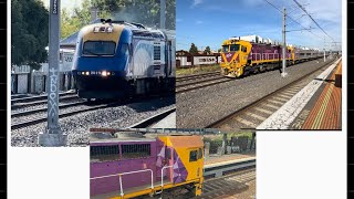 V/line trains and XPT going past Middle footscray station (Melbourne) 1/3/24